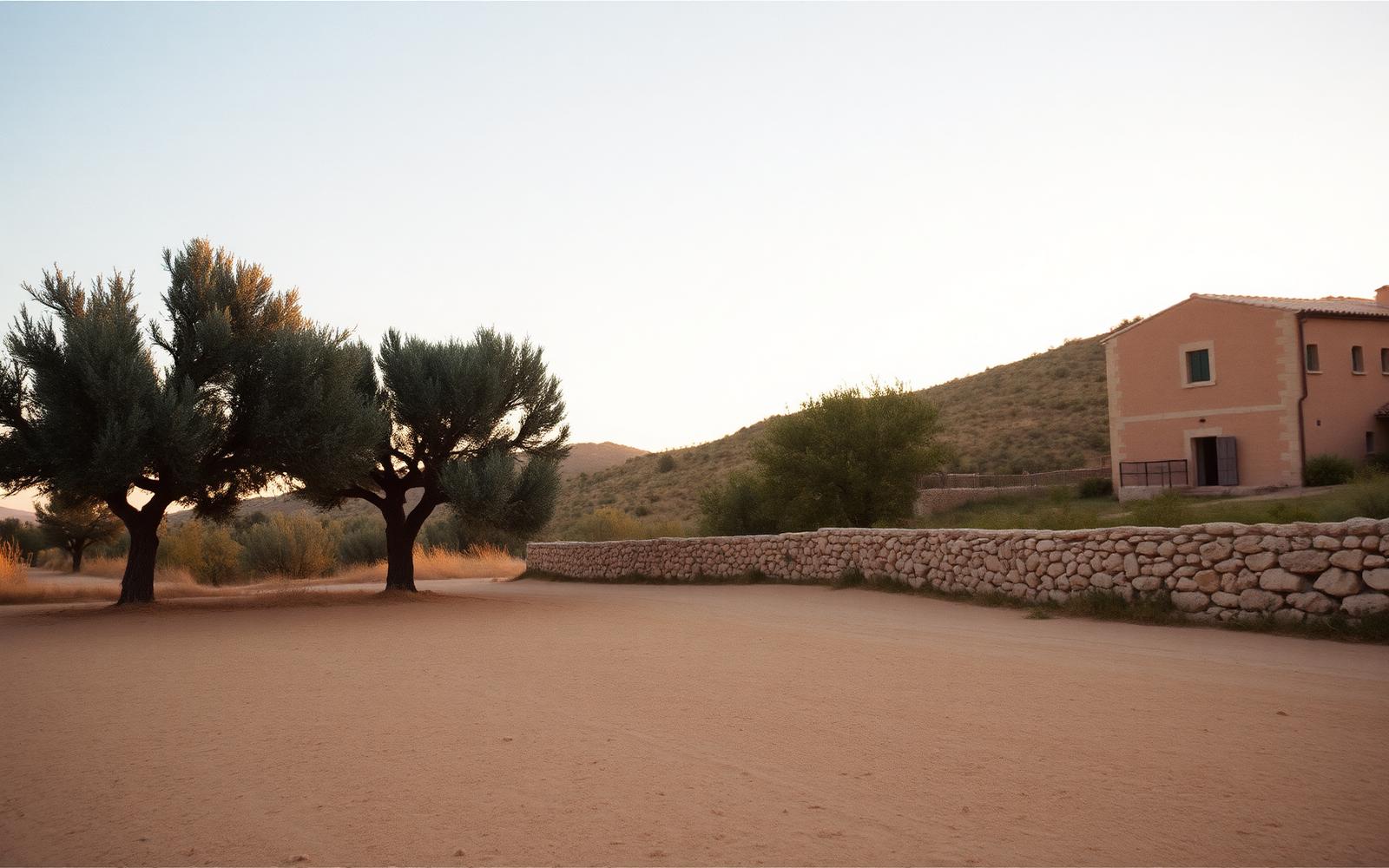 Mediterrane Landschaft mit Olivenbäumen und Finca auf Mallorca
